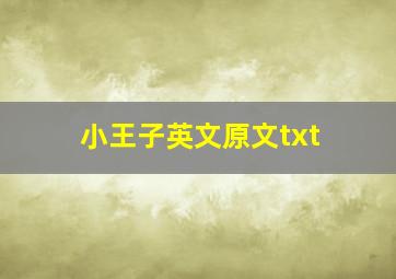 小王子英文原文txt