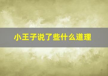 小王子说了些什么道理