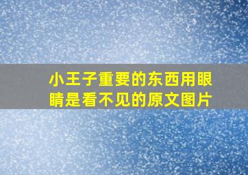 小王子重要的东西用眼睛是看不见的原文图片