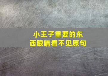 小王子重要的东西眼睛看不见原句