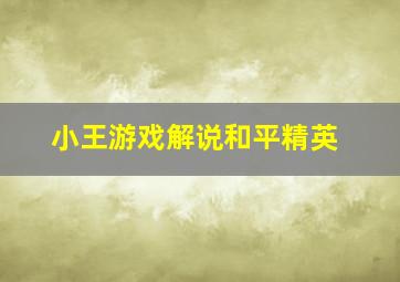 小王游戏解说和平精英