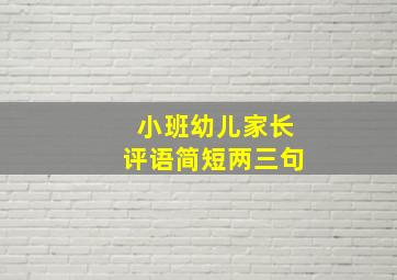 小班幼儿家长评语简短两三句