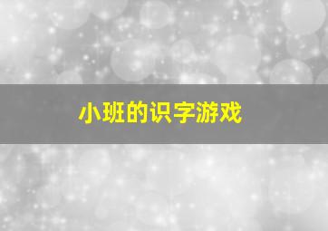 小班的识字游戏