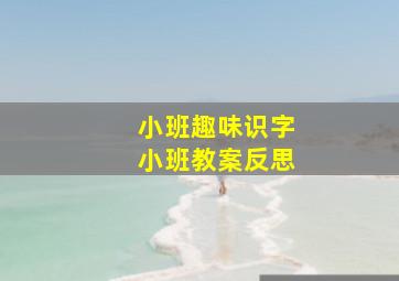 小班趣味识字小班教案反思