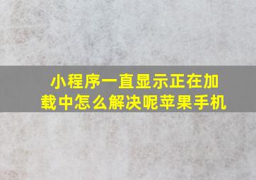 小程序一直显示正在加载中怎么解决呢苹果手机