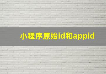 小程序原始id和appid