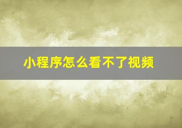 小程序怎么看不了视频