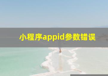 小程序appid参数错误