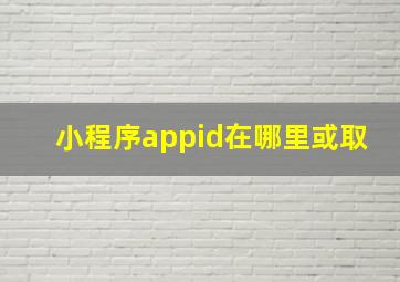 小程序appid在哪里或取