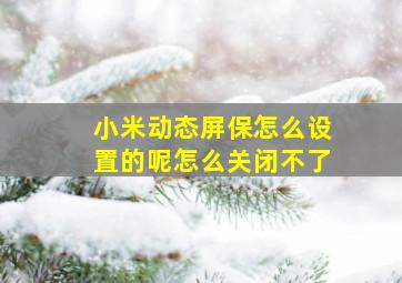 小米动态屏保怎么设置的呢怎么关闭不了