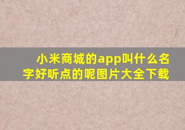 小米商城的app叫什么名字好听点的呢图片大全下载