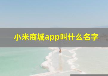 小米商城app叫什么名字