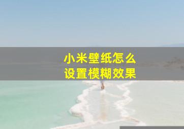 小米壁纸怎么设置模糊效果