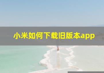 小米如何下载旧版本app