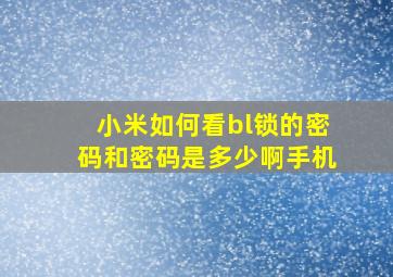 小米如何看bl锁的密码和密码是多少啊手机