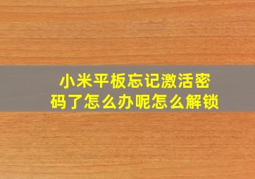 小米平板忘记激活密码了怎么办呢怎么解锁