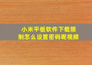 小米平板软件下载限制怎么设置密码呢视频