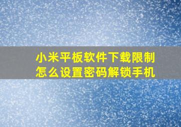 小米平板软件下载限制怎么设置密码解锁手机