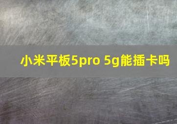 小米平板5pro 5g能插卡吗