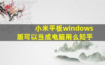 小米平板windows版可以当成电脑用么知乎