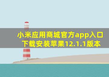 小米应用商城官方app入口下载安装苹果12.1.1版本