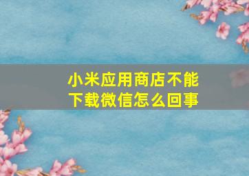 小米应用商店不能下载微信怎么回事