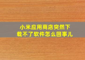 小米应用商店突然下载不了软件怎么回事儿