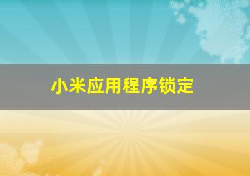 小米应用程序锁定