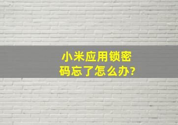 小米应用锁密码忘了怎么办?