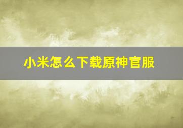 小米怎么下载原神官服