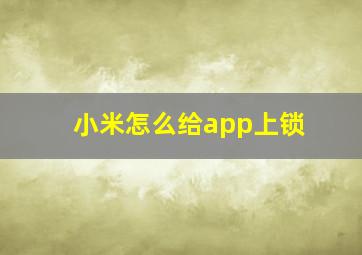 小米怎么给app上锁