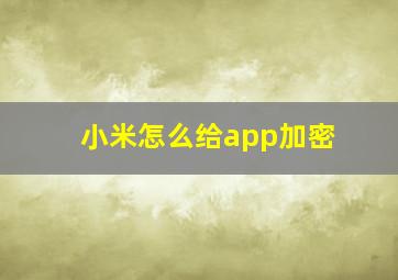 小米怎么给app加密