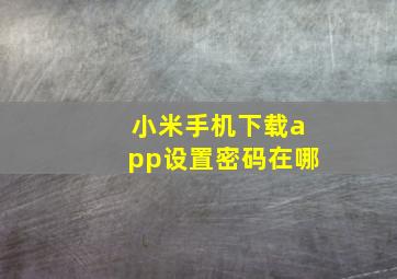 小米手机下载app设置密码在哪