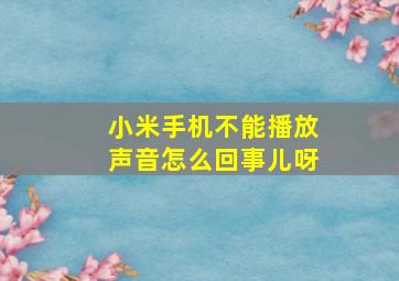 小米手机不能播放声音怎么回事儿呀