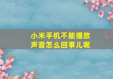 小米手机不能播放声音怎么回事儿呢