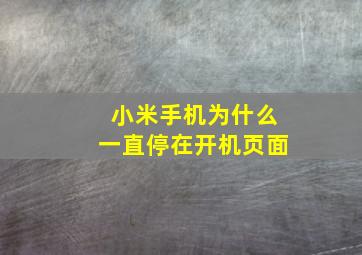 小米手机为什么一直停在开机页面