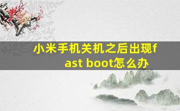 小米手机关机之后出现fast boot怎么办