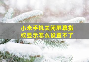 小米手机关闭屏幕指纹显示怎么设置不了