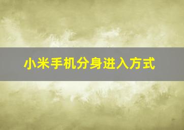 小米手机分身进入方式