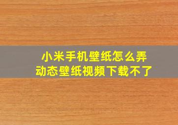 小米手机壁纸怎么弄动态壁纸视频下载不了