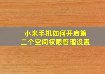 小米手机如何开启第二个空间权限管理设置