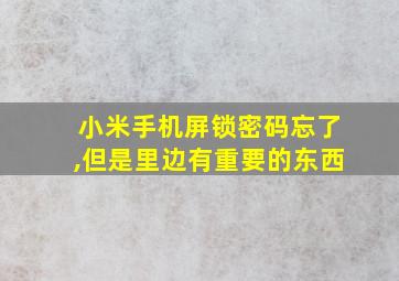 小米手机屏锁密码忘了,但是里边有重要的东西