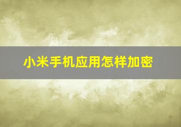 小米手机应用怎样加密