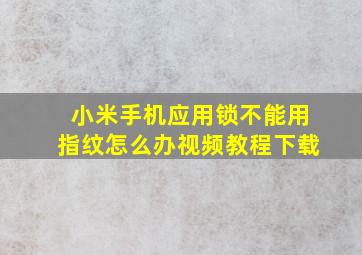 小米手机应用锁不能用指纹怎么办视频教程下载