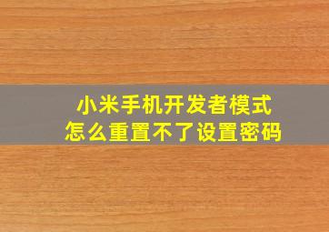 小米手机开发者模式怎么重置不了设置密码