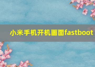 小米手机开机画面fastboot