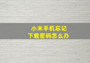 小米手机忘记下载密码怎么办