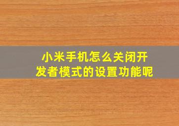 小米手机怎么关闭开发者模式的设置功能呢