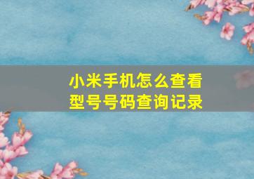 小米手机怎么查看型号号码查询记录