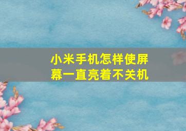 小米手机怎样使屏幕一直亮着不关机